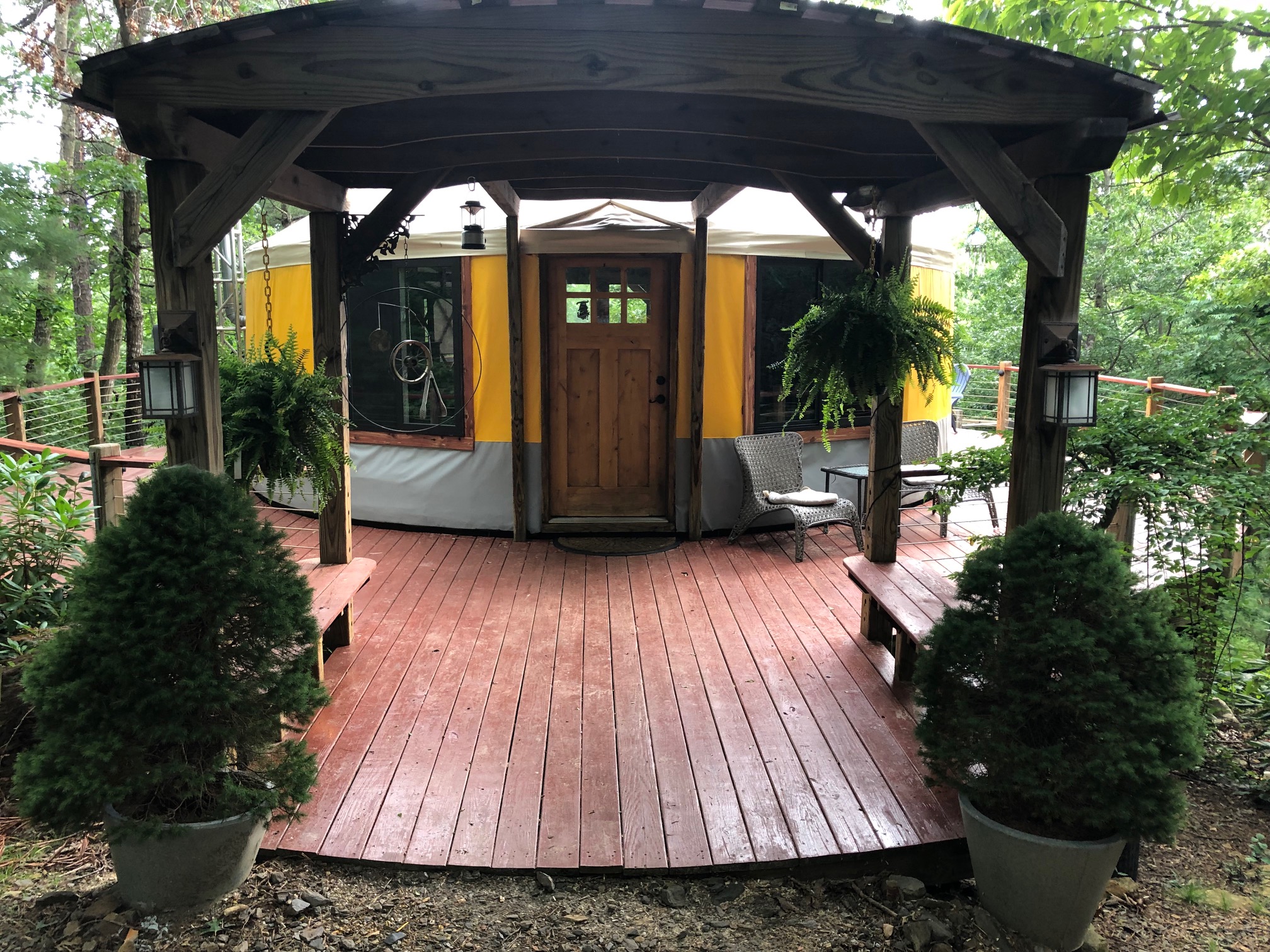 Inviting entry into 24ft yurt