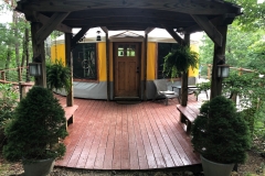 Inviting entry into 24ft yurt