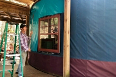Painting a yurt