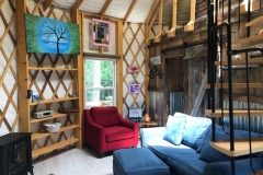 24' yurt with 10' tall walls used as an Air bn b in Fancy Gap VA